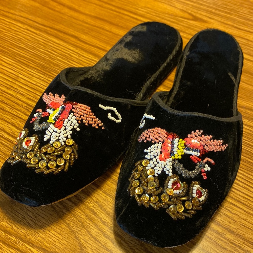 Vintage Asian velvet slippers